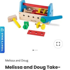 Toy bundle. Melissa & Doug Wooden Tool Set, & fabric books with sounds, sm radio